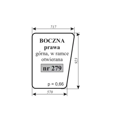 Szyba boczna prawa górna do Bizon 11944