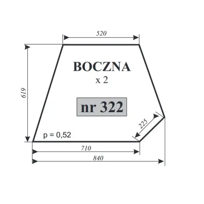 Szyba boczna PBC-360 do kabiny Lubsko 11981