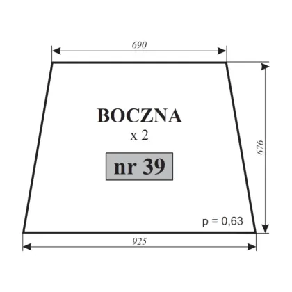 Szyba boczna MF kabina LUBSKO 12038