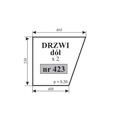 Szyba drzwi dół do MF-235 kabina Smolniki 12050
