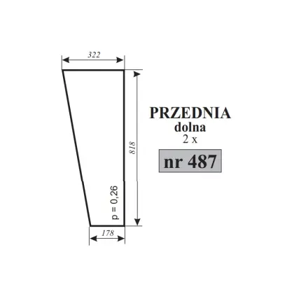 Szyba przednia mała MF kabina Kunów 12067