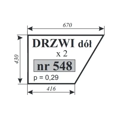 Szyba drzwi dół do Zetor 5611 5718 12108