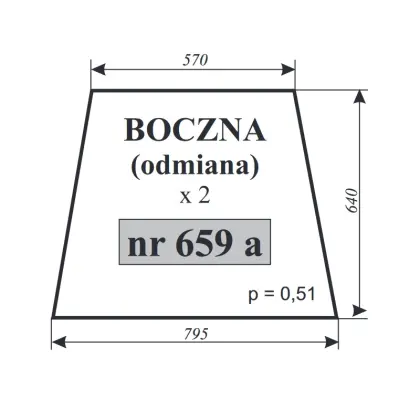 Szyba boczna C-360 kabina Szczytno II wersja 12151