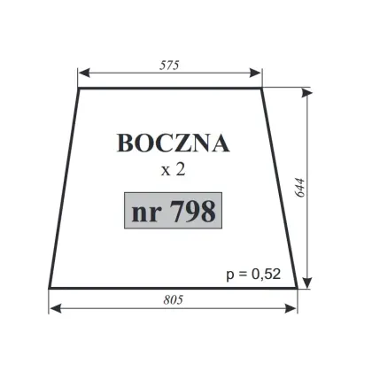 Szyba boczna do C-360 kabina Szyszka 12224