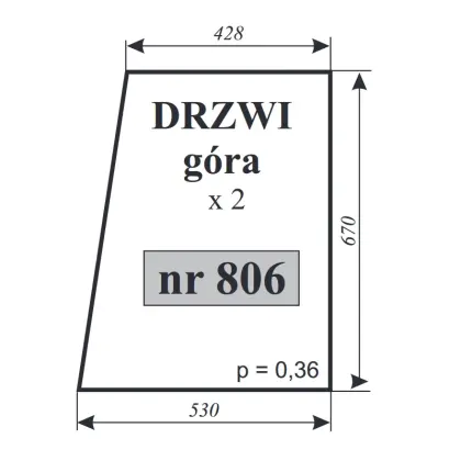 Szyba drzwi góra do ciągnika MTZ 82
