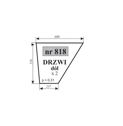 Szyba drzwi dół do Fendt 614 LSA 19591