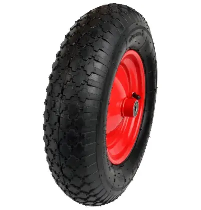 Koło do taczki 4.00-8 2PR czerwona felga oś FI-12mm 24599