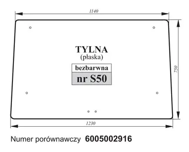 Szyba tylna płaska bezbarwna do Renault 27429