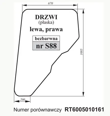 Szyba drzwi John Deere RT6005010161 27461