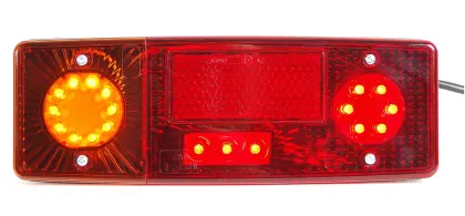 Lampa zespolona tylna E-551 z oświetleniem tablicy rejestracyjnej LED 12/24V lewa dodatkowy odblask wodoodporna z przewodem 27747