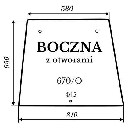 Szyba boczna C-360 z otworami kabina Szyszka 29822