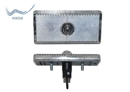 Odbłask prostokątny biały z żarówką 12V 55mmX110mm FGC-106 12V 55X110