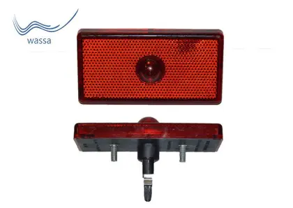 Odbłask prostokątny czerwony z żarówką 12V 55mmX110mm FG-103 12V 55X110