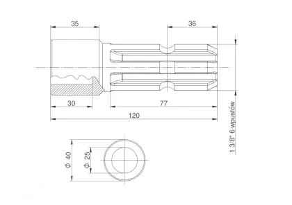 Redukcja wałka WOM adapter otwór wew. Q 25 mm na wałek 1 3/8" 6 wpustów MORGA 45169