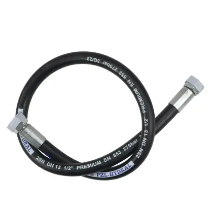 Przewód wąż hydrauliczny 275 bar gwint M22x1,5 prosta stożek/prosta płasko L-1000mm DN12-2SN 27,5MPa PZL HYDRAL 46234
