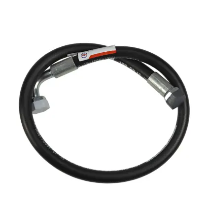 Przewód wąż hydrauliczny gwint M22x1,5 prosta/90 stopni (kolanko) L-1000mm DN12-1SN 16MPa PZL HYDRAL 46309