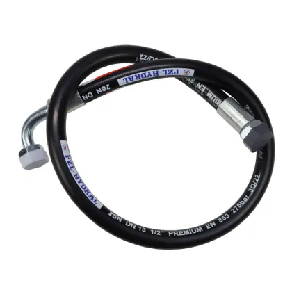 Przewód wąż hydrauliczny 275 bar gwint M22x1,5 prosta/90 stopni L-1000mm DN12-2SN 27,5MPa PZL HYDRAL 46310