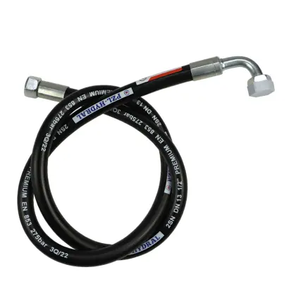 Przewód wąż hydrauliczny 275 bar gwint M22x1,5 prosta/90 stopni L-1500mm DN12-2SN PZL HYDRAL 46311