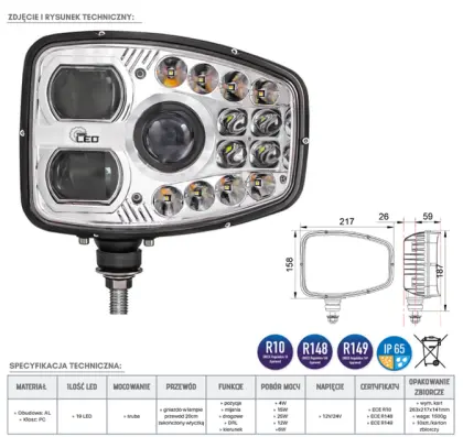 REFLEKTOR DROGOWY LED R148 R149 LEWY