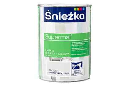 SUPERMAL EMAILIA OLEJNO-FTALOWA POPIELATY JASNY POŁYSK RAL7047 0,8L ŚNIEŻKA