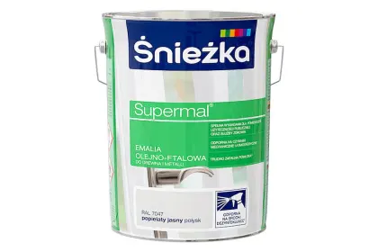 SUPERMAL EMAILIA OLEJNO-FTALOWA POPIELATY JASNY POŁYSK RAL7047 5L ŚNIEŻKA