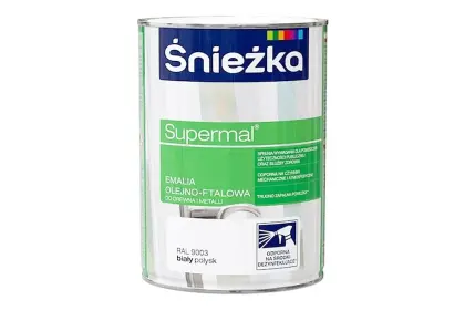 SUPERMAL EMALIA OLEJNO-FTALOWA BIAŁY POŁYSK RAL9003 0,8L ŚNIEŻKA