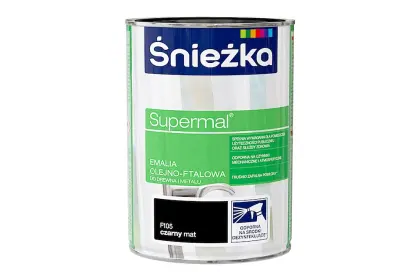 SUPERMAL EMALIA OLEJNO-FTALOWA CZARNY MAT F105 0,8L ŚNIEŻKA