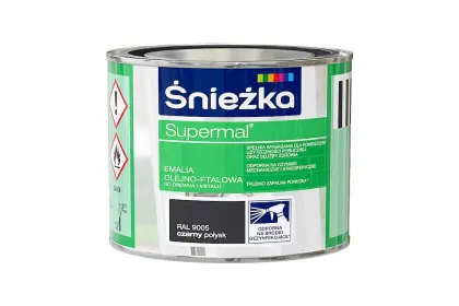 SUPERMAL EMALIA OLEJNO-FTALOWA CZARNY POŁYSK RAL9005 0,2L ŚNIEŻKA