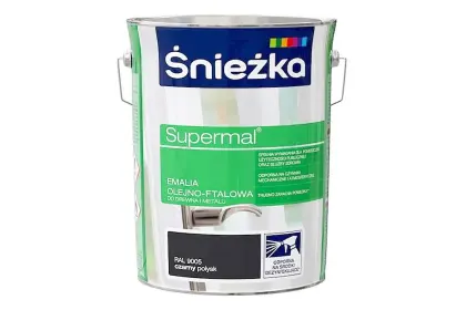 SUPERMAL EMALIA OLEJNO-FTALOWA CZARNY POŁYSK RAL9005 5L ŚNIEŻKA