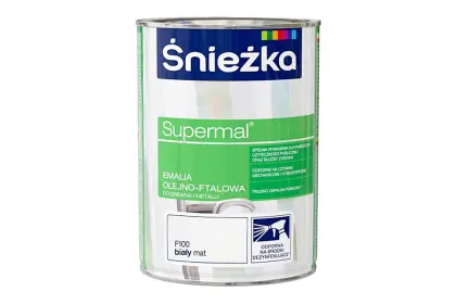 SUPERMAL EMALIA OLEJNO-FTALOWA F100 BIAŁY MAT 0,8L ŚNIEŻKA