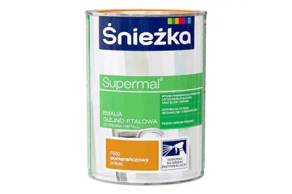 SUPERMAL EMALIA OLEJNO-FTALOWA POMARAŃCZOWY POŁYSK F550 0,8L ŚNIEŻKA