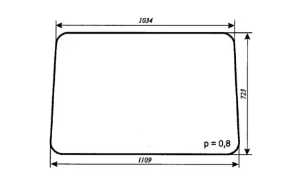 SZYBA 114 PRZEDNIA DO  MF255 KABINA LUBSKO 1034X1109X723