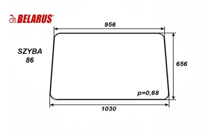 SZYBA 86 PRZEDNIA TYLNA STARY TYP MTZ, 1030mm/956mm/656mm, 36011, 70670012
