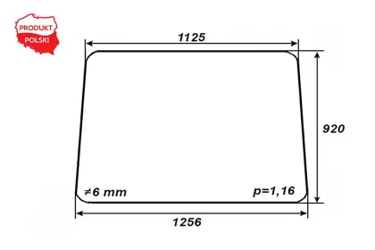 Szyba przednia do MTZ 1256x1125x920 24926 NR 49 PL 806703011-01-PL
