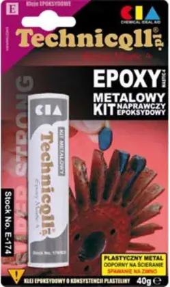 Klej epoksydowy kit metalowy 40g uzupełnia braki, ubytki E-174 Technicqll