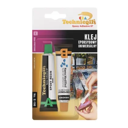 Klej epoksydowy do twardych i bardzo mocnych połączeń 2x20ml odporny na warunki atmosferyczne E-198 Technicqll