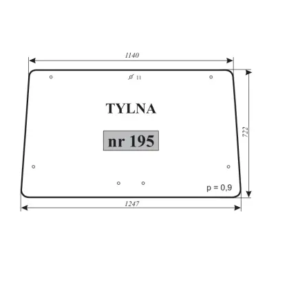 Szyba tylna do Zetor 12111 11886