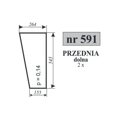 Szyba przednia dolna MF-255 nowy typ