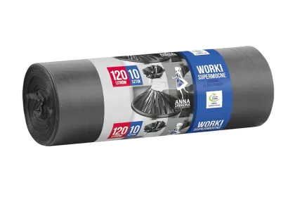 WORKI NA ŚMIECI AZ 120L A10 SUPERMOCNE CZARNE LDPE