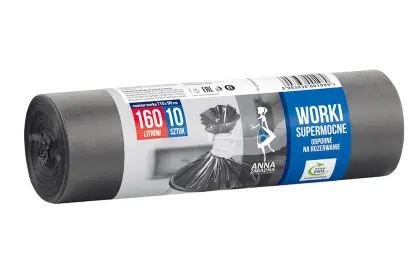 WORKI NA ŚMIECI AZ 160L 10SZT SUPERMOCNE CZARNE