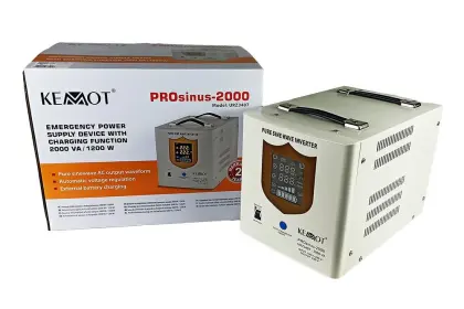 ZASILACZ AWARYJNY KEMOT PROSINUS-2000 PRZETWORNICA Z CZYTYM PRZEBIEGIEM SINSOIDALNYM I FUNKCJĄ ŁADOWANIA 12V 230V 2000VA/1200W