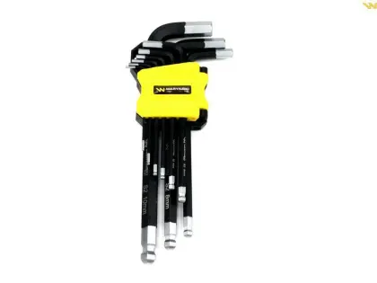 ZESTAW KLUCZY PRZEDŁ HEX 1,5-10MM 9EL ZE STALI S2 W UCHWYCIE WARYŃSKI