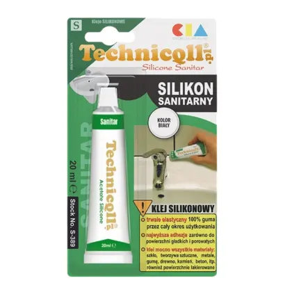 Silikon sanitarny 20ml biały odporny na pleśń S-389 Technicqll