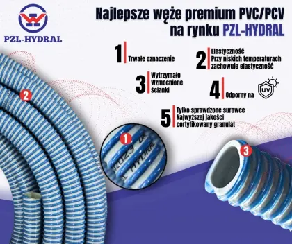 Wąż asenizacyjny PVC/PCV ssawno - tłoczący DN102 ( sprzedawany na metry ) Premium PZL HYDRAL