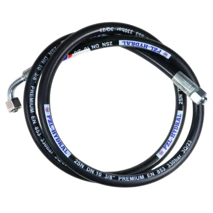 Przewód hydrauliczny 330 bar gwint M18x1,5 prosta - kolanko (DKOL - DKOL 90 stopni) L-1770mm DN10-2SN (AK-10-500, P11P12) 33MPa PZL HYDRAL