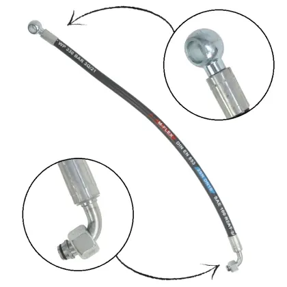 Przewód hydrauliczny 330 bar gwint zewnętrzny M18x1,5 90 stopni / oczko RNM P01 DN10 D18 L-620mm DN10-2SN PZL Hydral