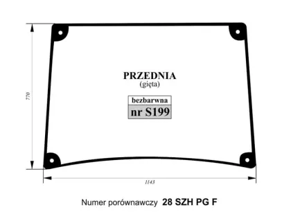 Szyba przednia gięta Farmtrac