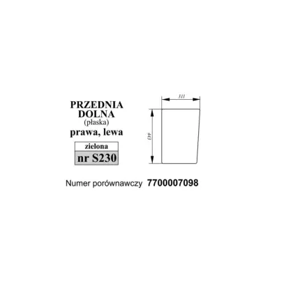 Szyba przednia dolna lewa/prawa zielona Renault