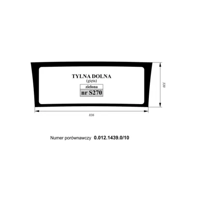 Szyba tylna dolna gięta zielona Deutz Fahr 0.01214390/10