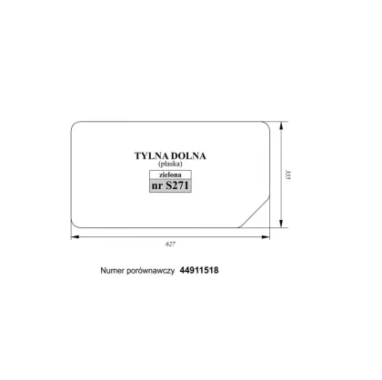 Szyba tylna dolna zielona New Holland
